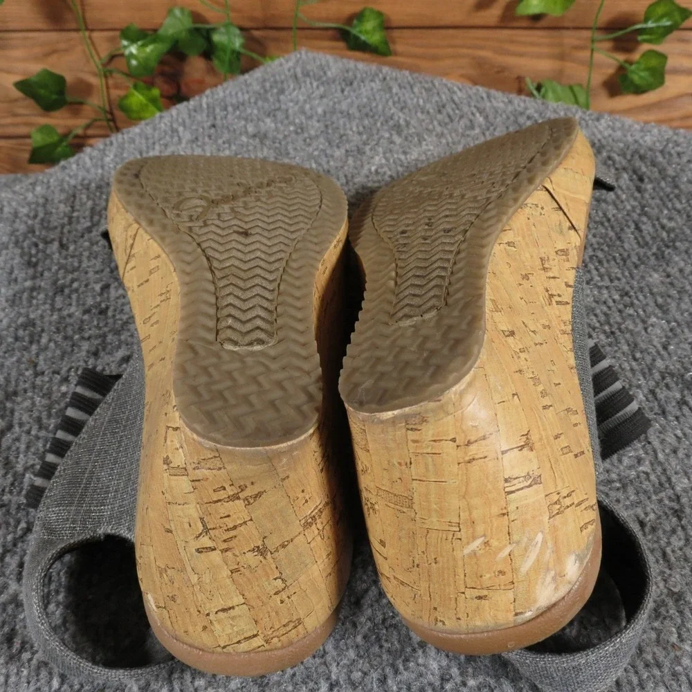 Skechers Cali Beverlee‎ Smitten Kitten Women's 7 Gray Fabric Wedge Sandals
